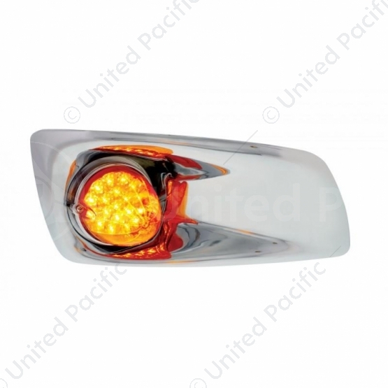 Fog Light Cover With 19 LED Reflector Light For 2007-2017 KW T660 (Passenger) - Amber LED/ Amber Len