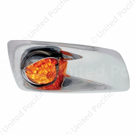 Fog Light Cover With 19 LED Watermelon Light & Visor For 2007-17 KW T660 (Passenger) - Amber LED/ Am