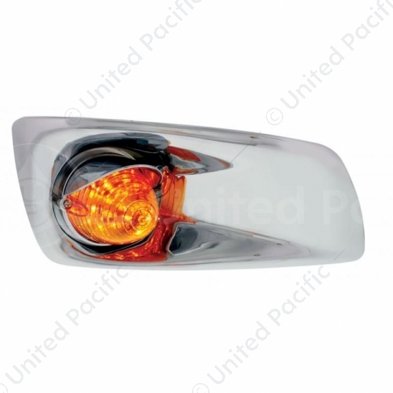 Fog Light Cover With 19 LED Beehive Light & Visor For 2007-17 KW T660 (Passenger) - Amber LED/ Amber