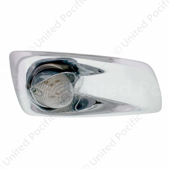 Fog Light Cover With 19 LED Beehive Light & Visor For 2007-17 KW T660 (Passenger) - Amber LED/ Clear