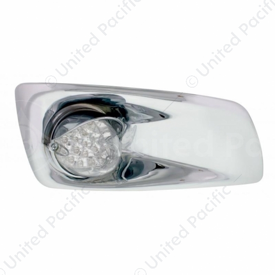 Fog Light Cover With 19 LED Reflector Light & Visor For 2007-17 KW T660 (Passenger) - Amber LED/ Cle