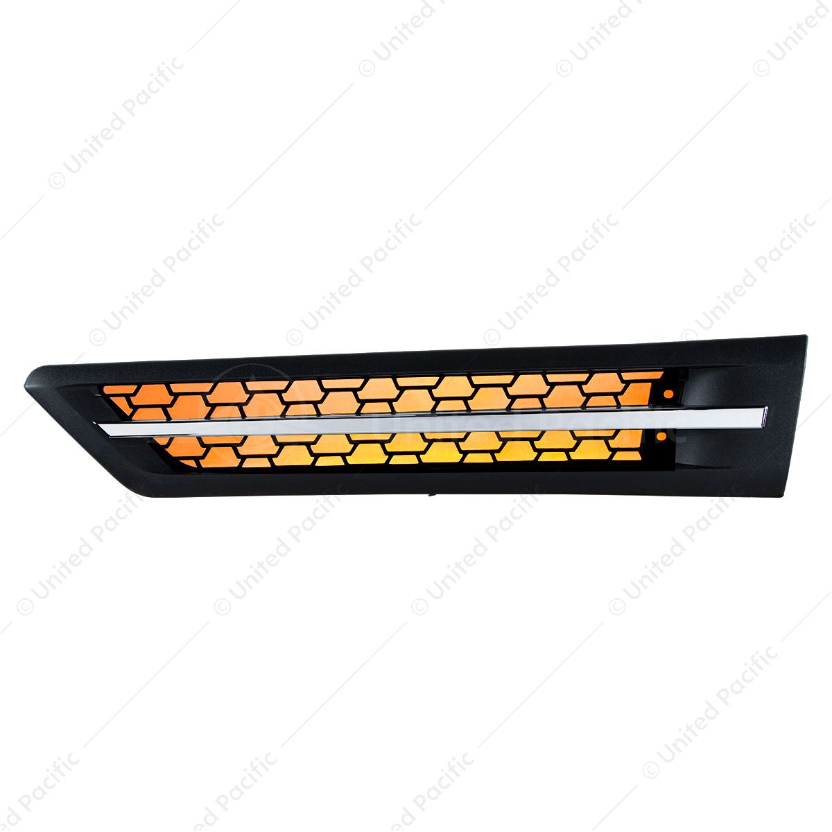 Hood Air Intake Grille With Amber LED For 2018-2024 Freightliner Cascadia 126 - Driver