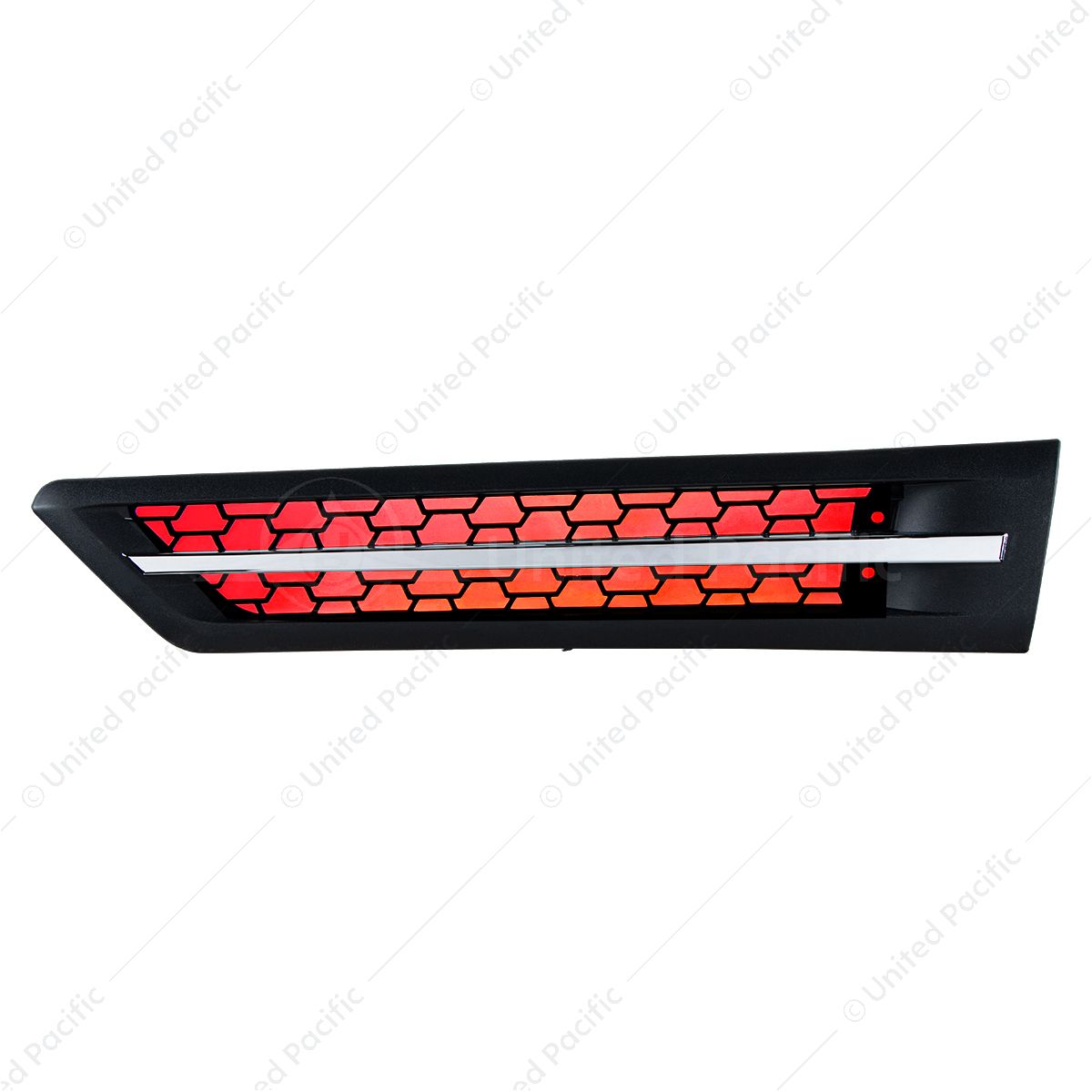 Hood Air Intake Grille With Red LED For 2018-2024 Freightliner Cascadia 126 - Driver