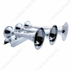 3 Trumpets Horizontal Chrome Train Horn - Left