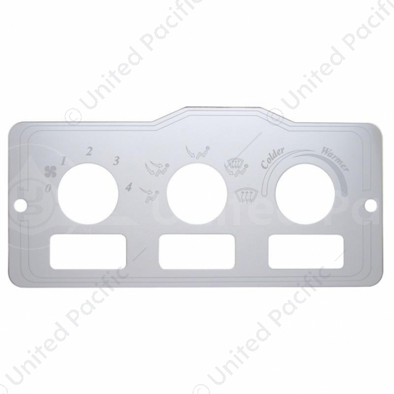 Peterbilt Stainless A/C Control Plate - 3 Square Opening
