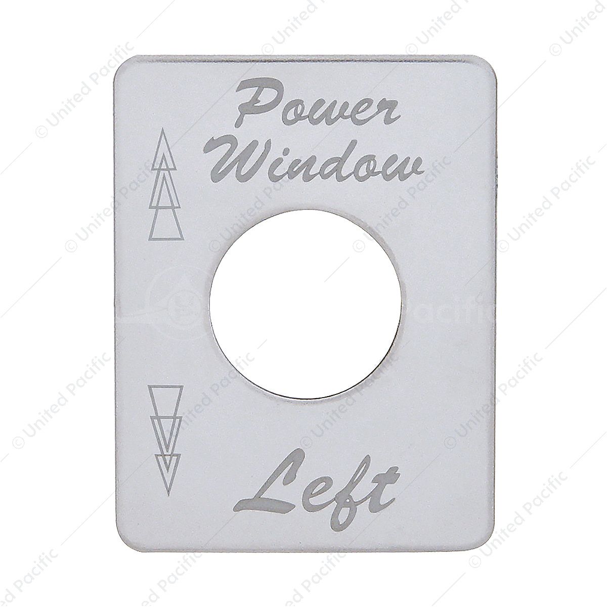 Stainless Steel Switch Name Plate For Peterbilt - Power Window (Left)