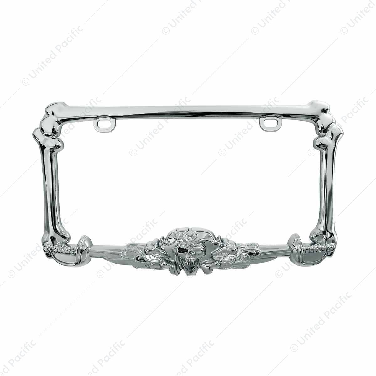 Pirate License Plate Frame - Chrome