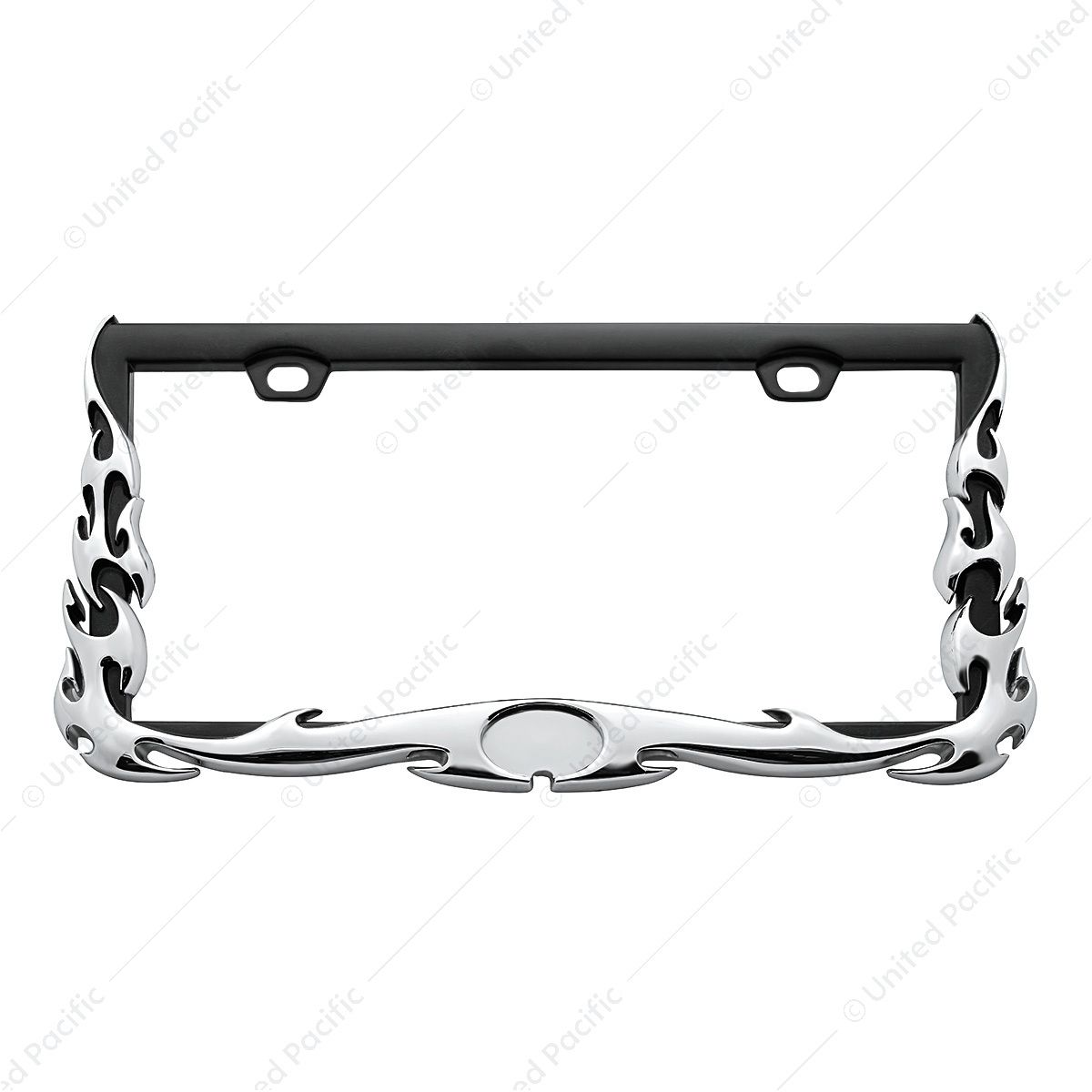 Flame License Plate Frame - Chrome