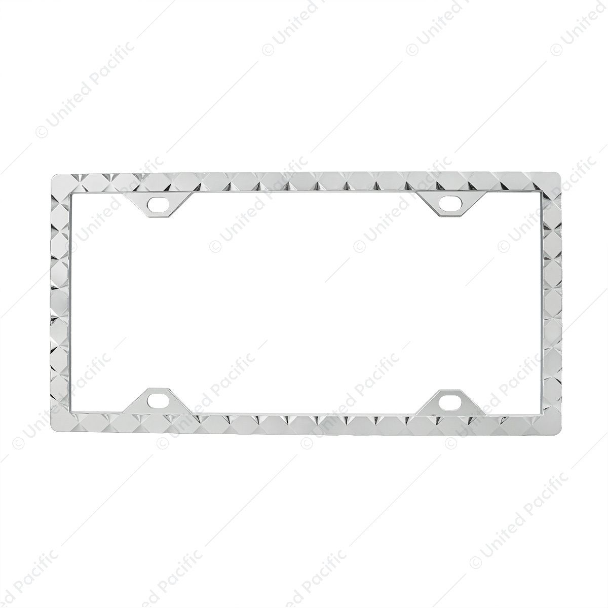 Diamond Pattern License Plate Frame - Chrome