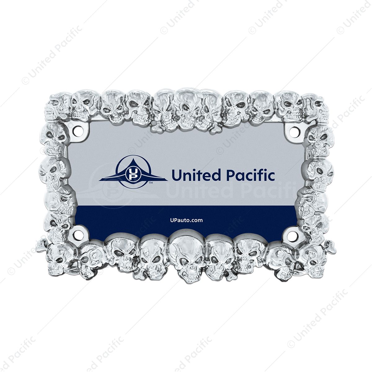 Skull Motorcycle License Plate Frame - Chrome