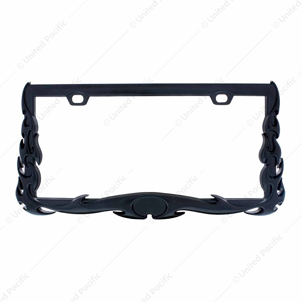 Flame License Plate Frame - Black