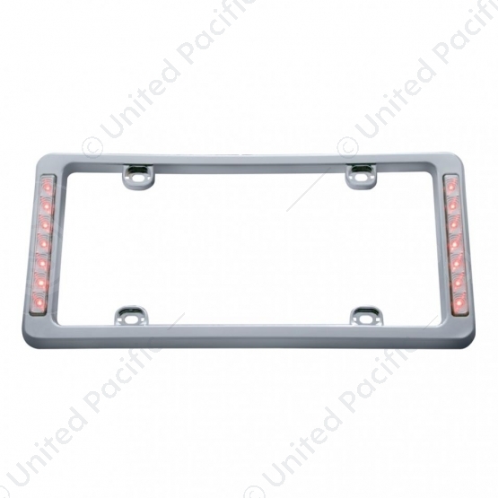 14 LED Chrome License Plate Frame - Red LED/Clear Lens