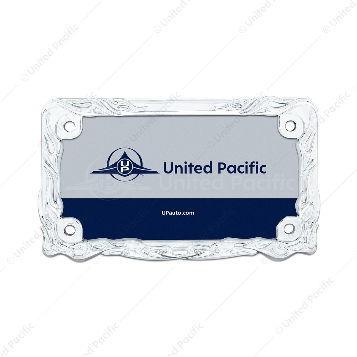 Motorcycle License Plate Frame - Chrome Flame & Frame