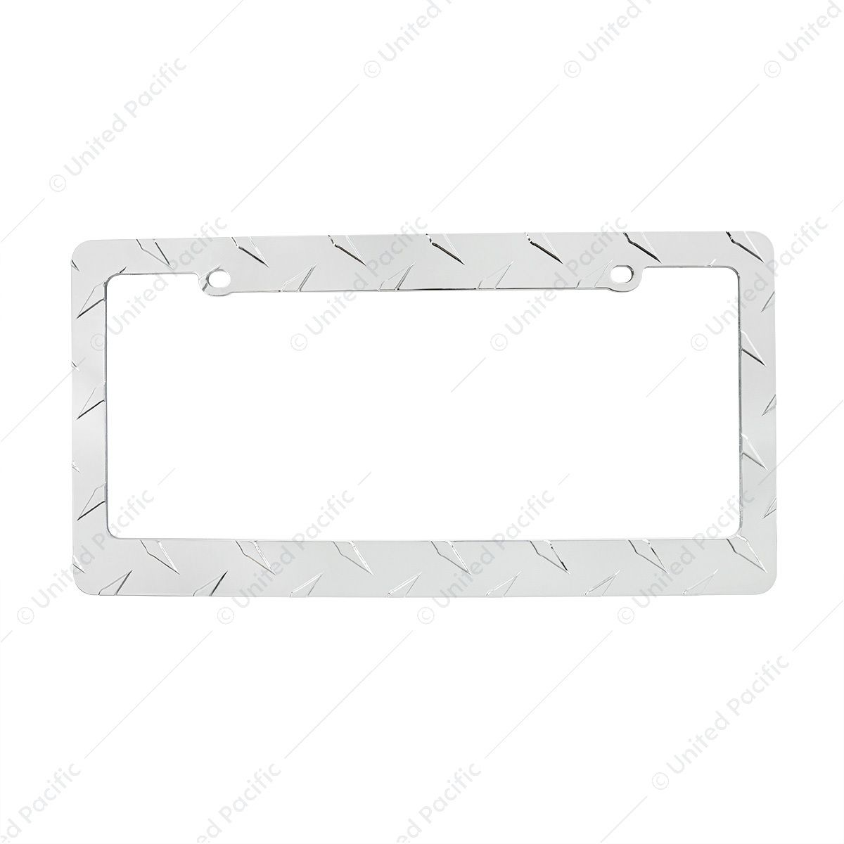 Diamond Plate License Plate Frame - Chrome