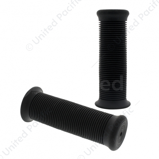 Black Motorcycle Rubber Grip Set - 1" or 1-1/8" (25/28mm) (Bulk) (Pair)