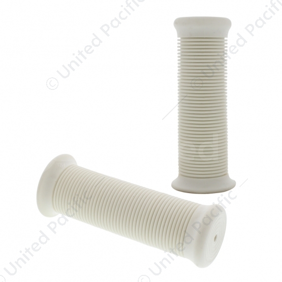 White Motorcycle Rubber Grip Set - 1" or 1-1/8" (25/28mm) (Bulk) (Pair)