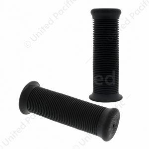 Black Motorcycle Rubber Grip Set - 7/8" or 1" (22/25mm) (Bulk) (Pair)