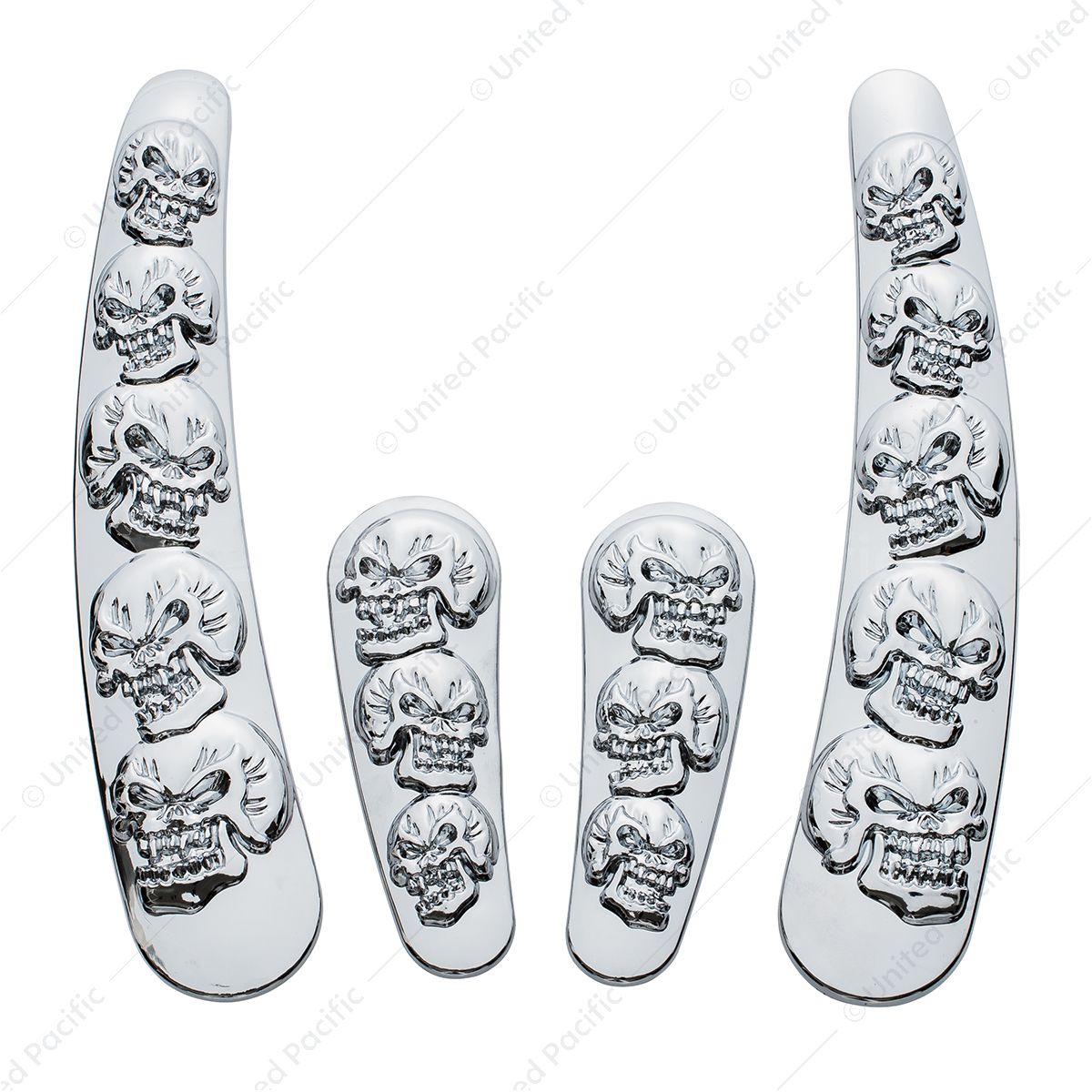 Chrome Skull Swing Arm Accent Set For Harley Motorcycle