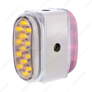 26 LED Dual Function Reflector Double Face Oval Light With SS Bracket - Amber & Red LED/Clear Lens