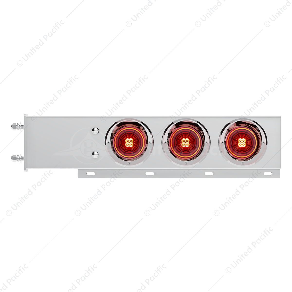 3-3/4" Bolt Pattern SS Spring Loaded Bar With 6X 4" 13 LED Abyss Lights & Visors - Red LED/Red Lens