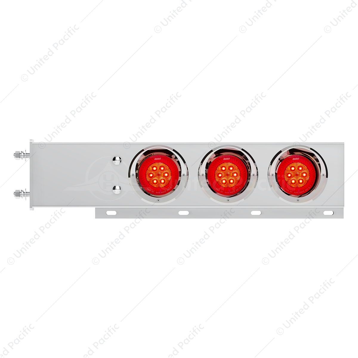 3-3/4" Bolt Pattern SS Spring Loaded Bar With 6X 4" 16 LED Turbine Lights & Visors - Red LED/Red Len