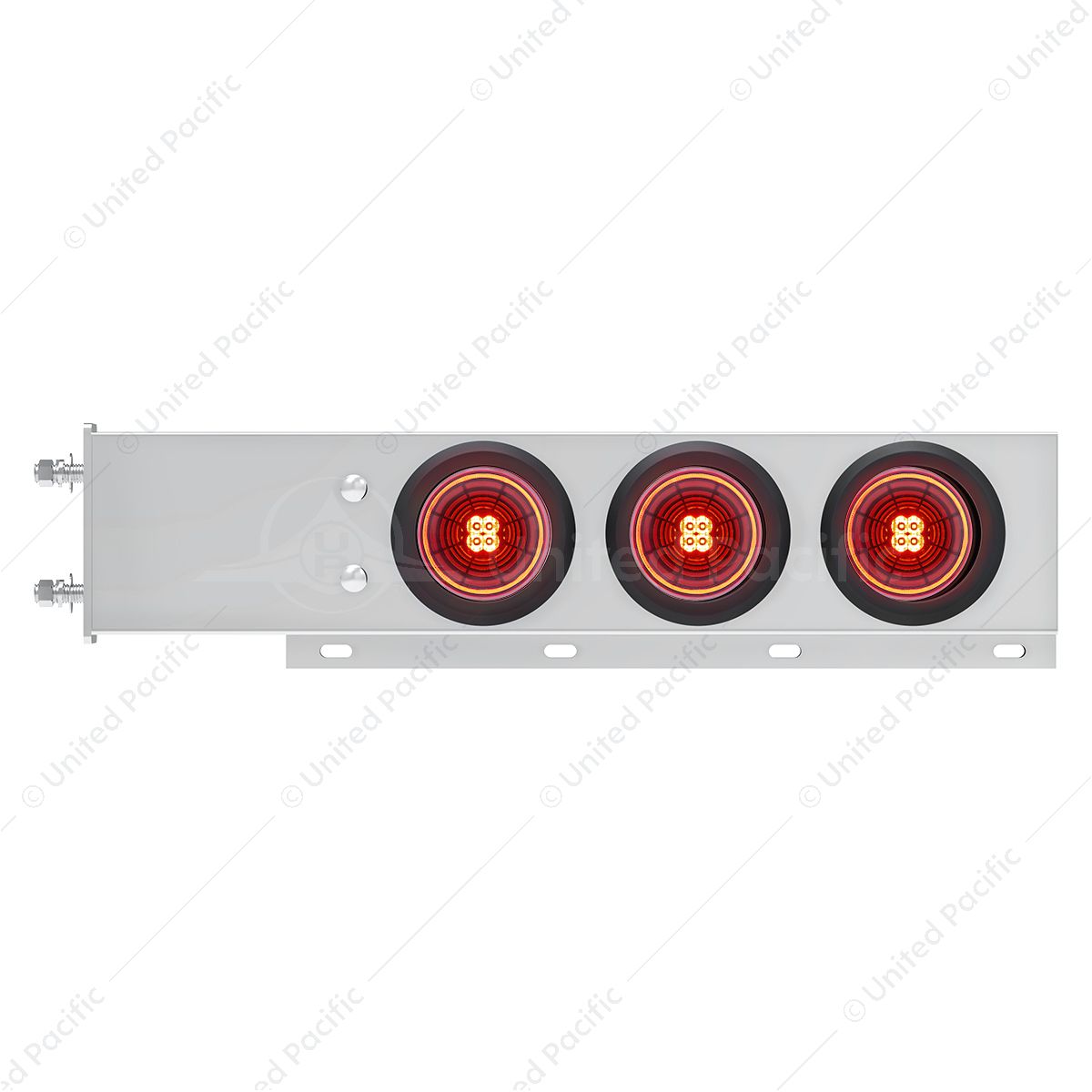 3-3/4" Bolt Pattern SS Spring Loaded Bar With 6X 4" 13 LED Abyss Lights - Red LED/Red Lens (Pair)