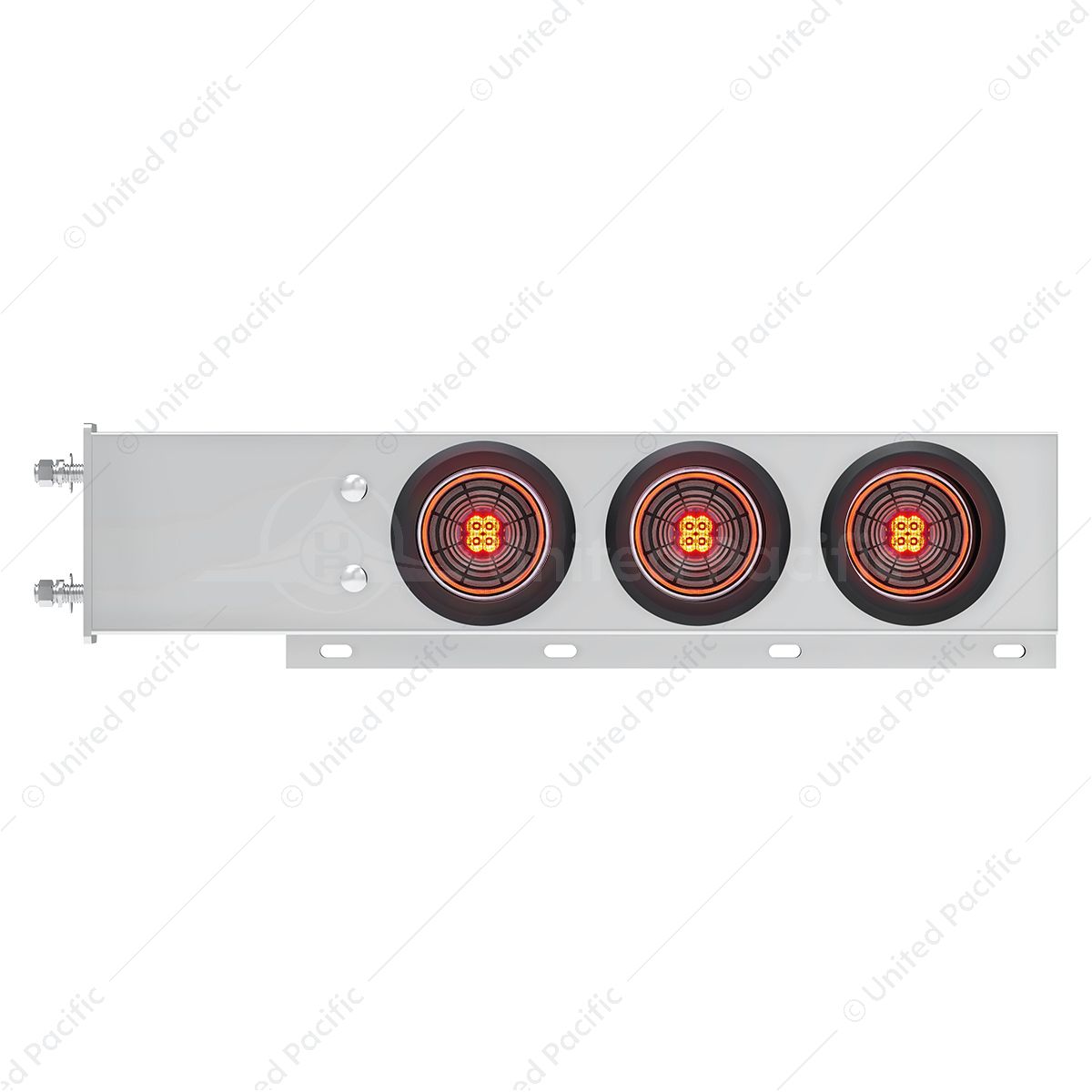 3-3/4" Bolt Pattern SS Spring Loaded Bar With 6X 4" 13 LED Abyss Lights - Red LED/Clear Lens (Pair)