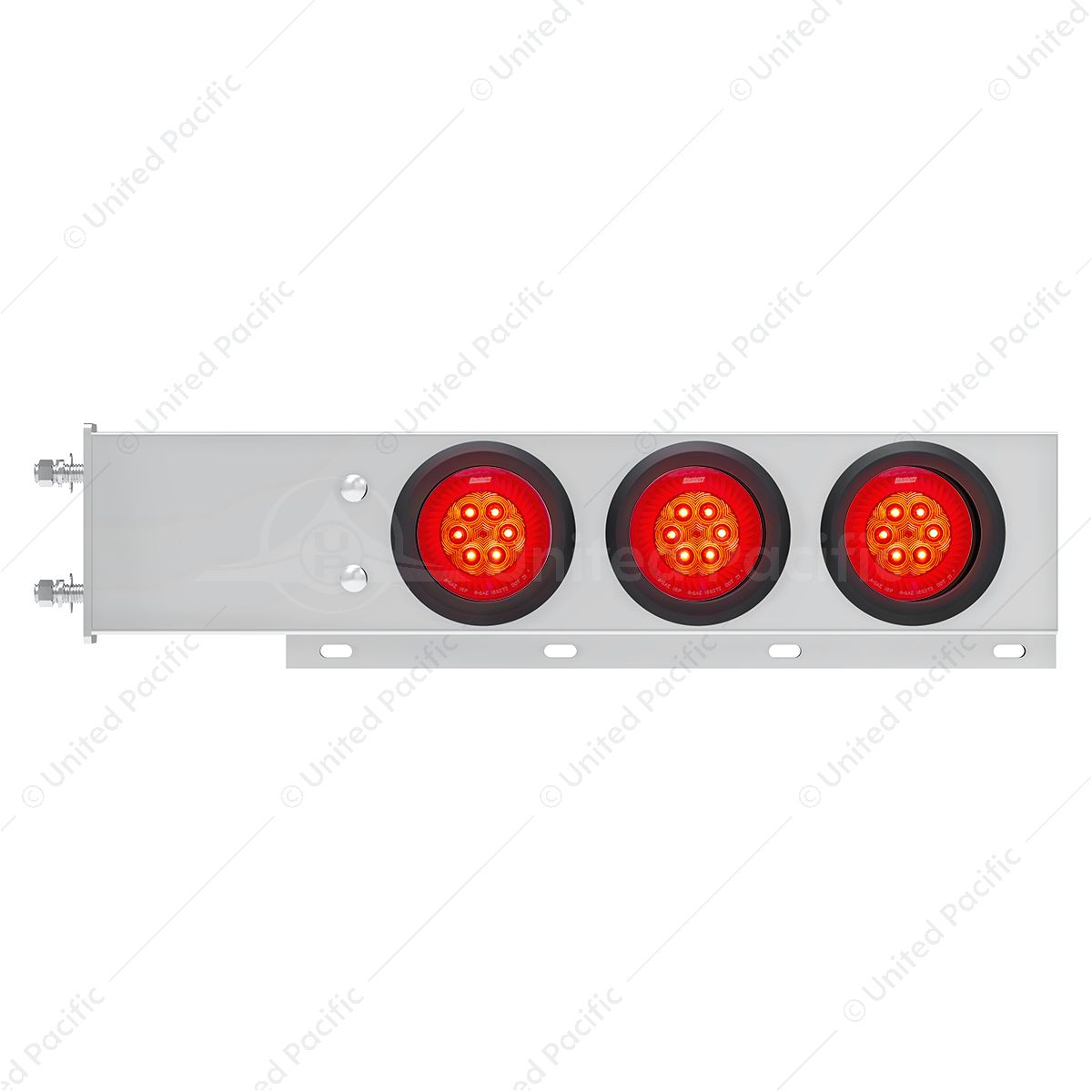 3-3/4" Bolt Pattern SS Spring Loaded Bar With 6X 4" 16 LED Turbine Lights - Red LED/Red Lens (Pair)