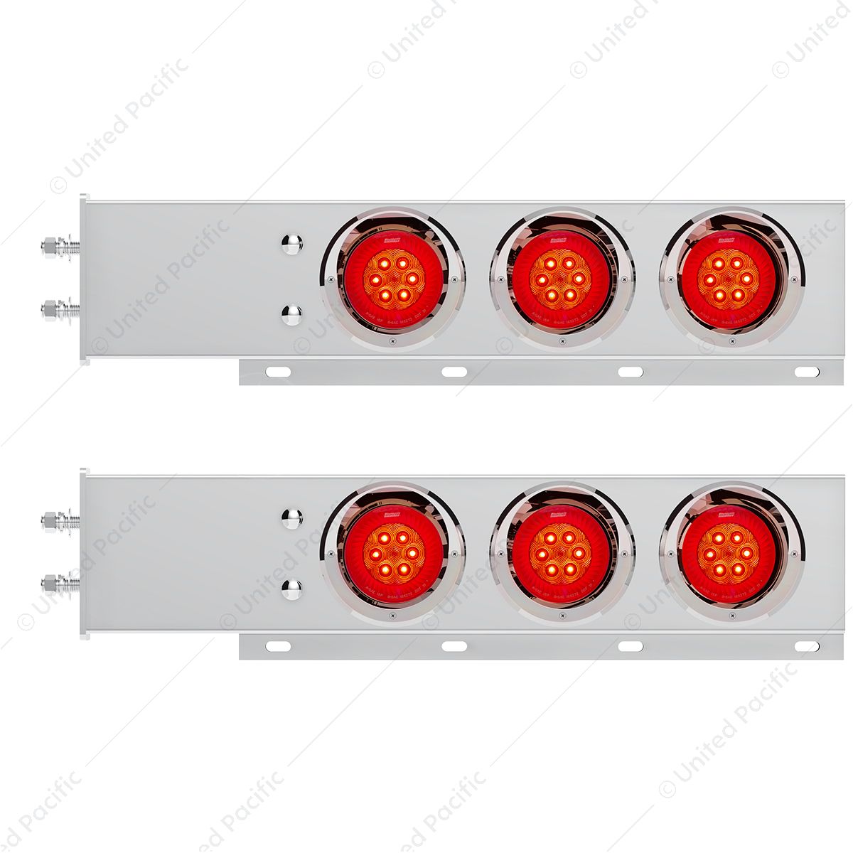 2.5" Bolt Pattern SS Spring Loaded Bar With 6X 4" 16 LED Turbine Lights & Visors - Red LED/Red Lens