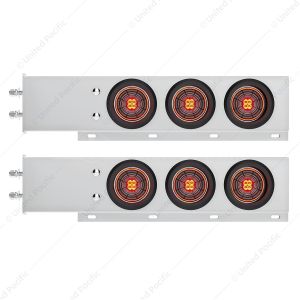 2.5" Bolt Pattern SS Spring Loaded Bar With 6X 4" 13 LED Abyss Lights - Red LED/Clear Lens (Pair)