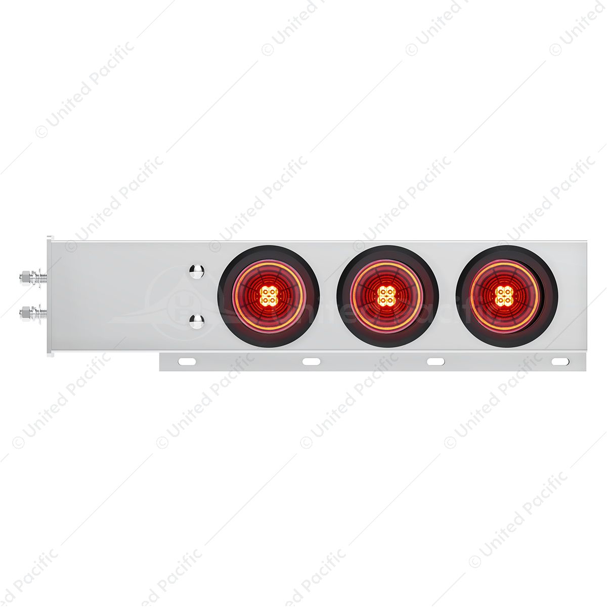 2" Bolt Pattern SS Spring Loaded Bar With 6X 4" 13 LED Abyss Lights - Red LED/Red Lens (Pair)
