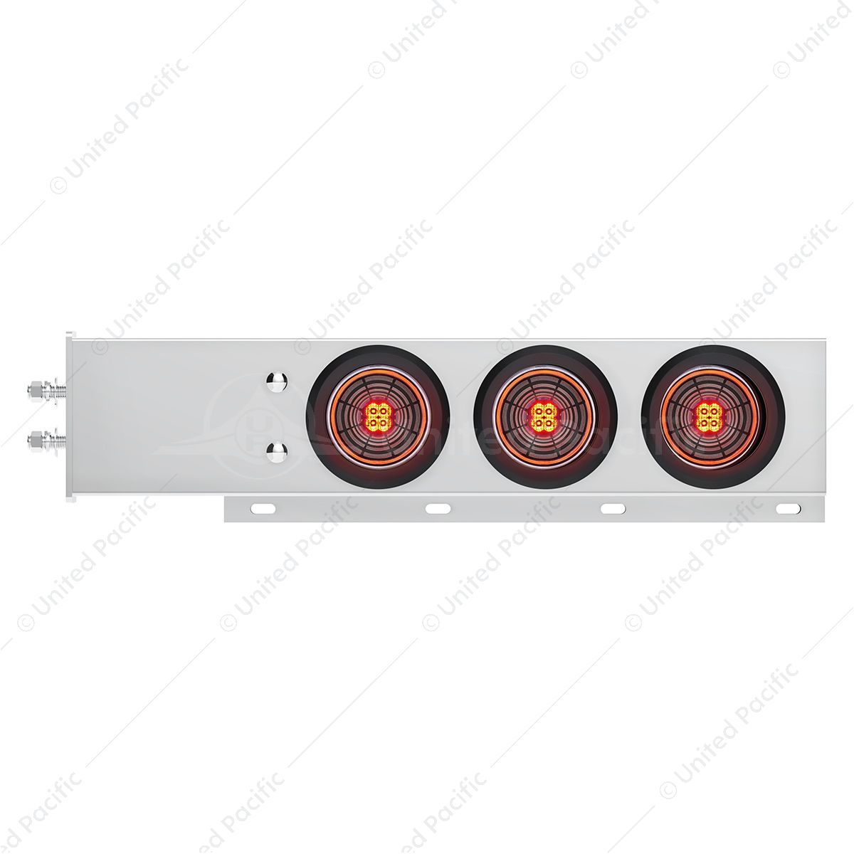 2" Bolt Pattern SS Spring Loaded Bar With 6X 4" 13 LED Abyss Lights - Red LED/Clear Lens (Pair)
