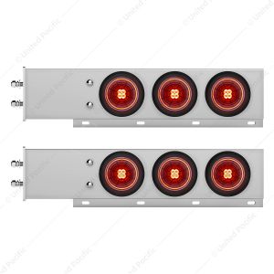 2.5" Bolt Pattern Chrome Spring Loaded Bar W/6X 4" 13 LED Abyss Lights - Red LED/Red Lens (Pair)