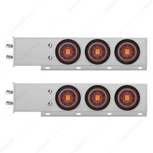 2.5" Bolt Pattern Chrome Spring Loaded Bar W/6X 4" 13 LED Abyss Lights - Red LED/Clear Lens (Pair)