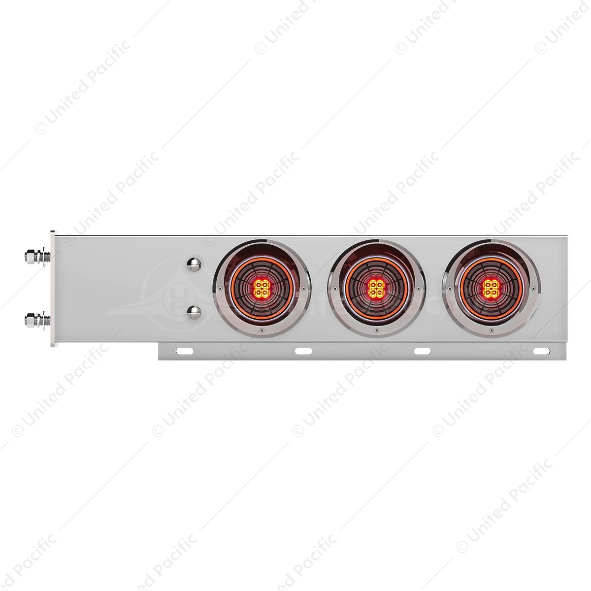 3-3/4" Bolt Pattern Chrome Spring Loaded Bar With 6X 4" 13 Red LED Abyss Lights & Visors - Clear Len