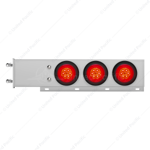 3-3/4" Bolt Pattern Chrome Spring Loaded Light Bar With 6X 4" 16 Red LED Turbine Lights (Pair)