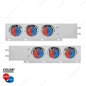 2.5" Bolt Pattern SS Spring Loaded Light Bar With 6X Double Fury 19 LED Lights & Visors-Red & Blue(P