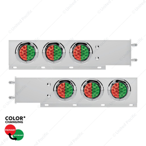 3-3/4" Bolt Pattern SS Spring Loaded Light Bar With 6X Double Fury 19 LED Lights & Visors-Red & Gree
