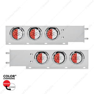 3-3/4" Bolt Pattern SS Spring Loaded Light Bar With 6X Double Fury 19 LED Lights & Visors-Red & Whit