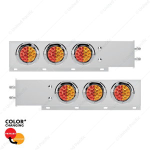 2.5" Bolt Pattern SS Spring Loaded Light Bar With 6X Double Fury 19 LED Lights & Visors-Red & Amber(