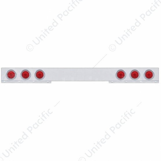 Stainless 1 Piece Rear Light Bar With 6X 10 LED 4" Lights & Visors - Red LED/Red Lens