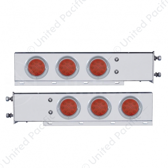 3-3/4" Bolt Pattern Chrome Spring Loaded Light Bar With 6X 12 Red LED 4" Reflector Light - Red Lens