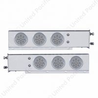 3-3/4" Bolt Pattern Chrome Spring Loaded Bar W/6X 12 Red LED 4" Refl. Lights & Visors -Clear Lens (P