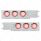 3-3/4" Bolt Pattern Deluxe SS Spring Loaded Bar W/6X 12 LED 4" Light & Visors -Red LED/Clear Lens (P