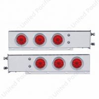 3-3/4" Bolt Pattern Deluxe SS Spring Loaded Bar W/6X 10 LED 4" Lights & Visors -Red LED & Lens (Pair