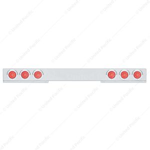 Chrome 1 Piece Rear Light Bar With Six 36 LED 4" Lights & Visors - Red LED/Red Lens