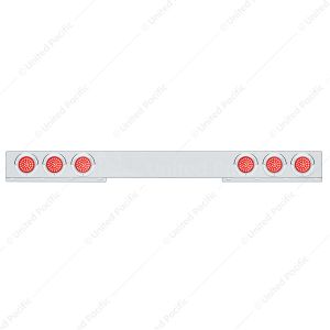 Stainless 1 Piece Rear Light Bar With 6X 36 LED 4" Lights & Visors - Red LED/Red Lens