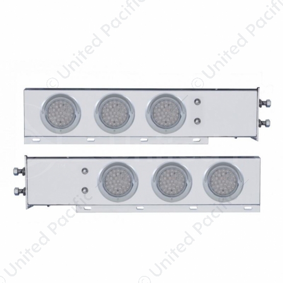 2.5" Bolt Pattern Chrome Spring Loaded Bar W/6X 36 LED 4" Lights & Visors -Red LED/Clear Lens (Pair)