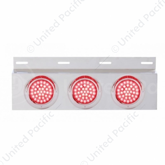 Stainless Top Mud Flap Plate With 3X 36 LED 4" Lights & Visors - Red LED/Red Lens (Each)