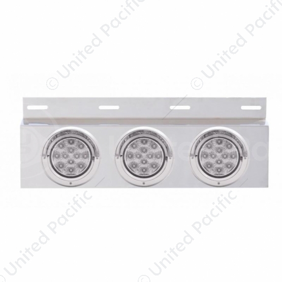 Stainless Top Mud Flap Plate With 3X 12 LED 4" Lights & Visors - Red LED/Clear Lens (Each)